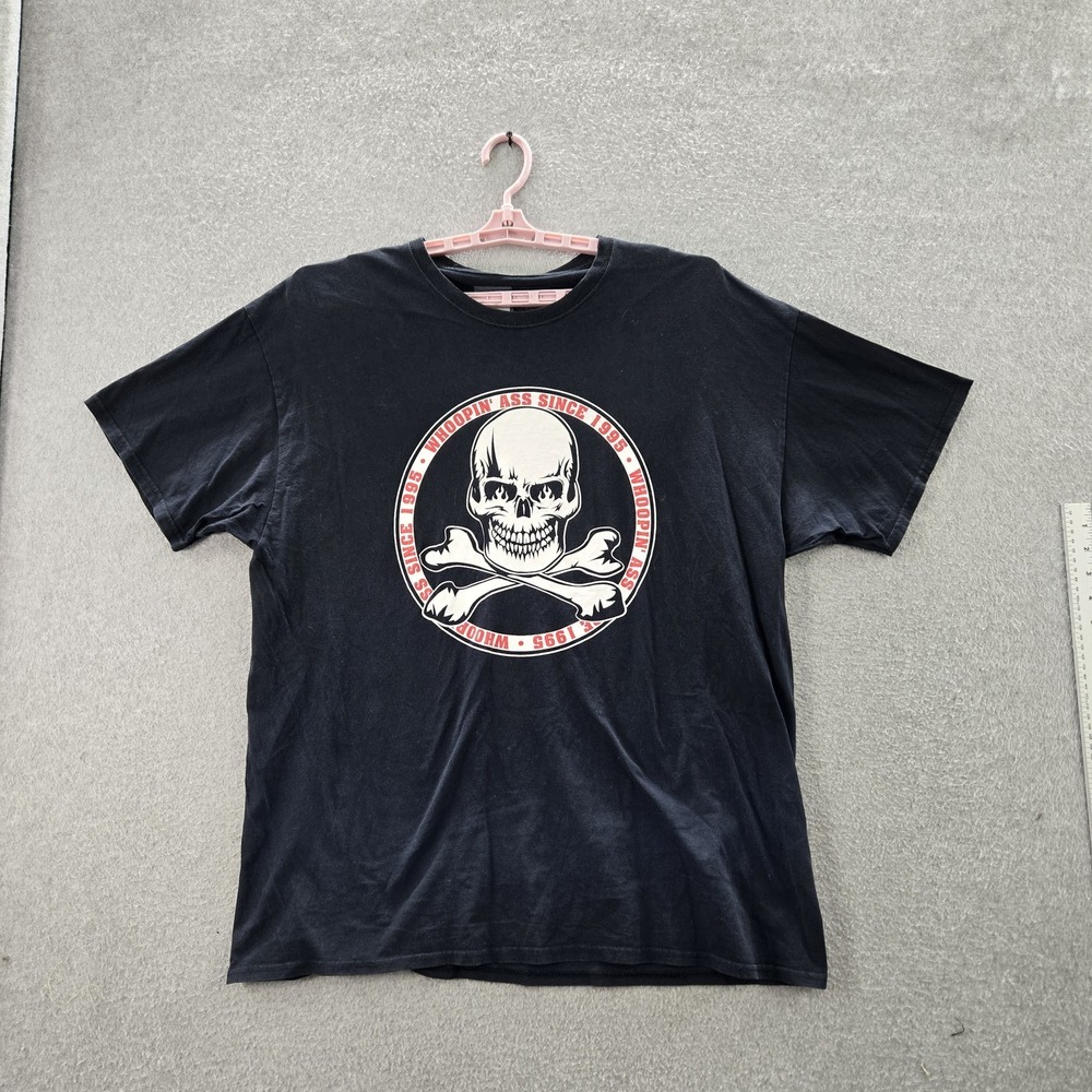 WWE Men Shirt XXL Black Graphic Print Stone Cold Skull Tee Logo Short